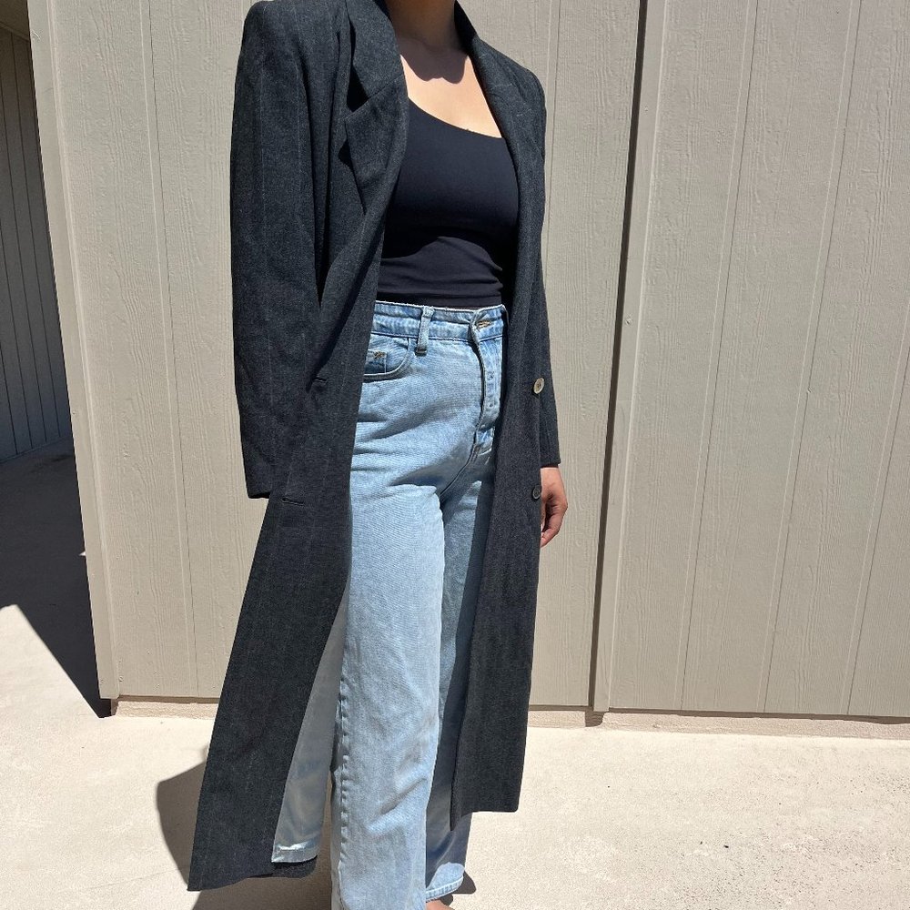 Saks Fifth Avenue Long Wool Trench Coat - Picture 7 of 8